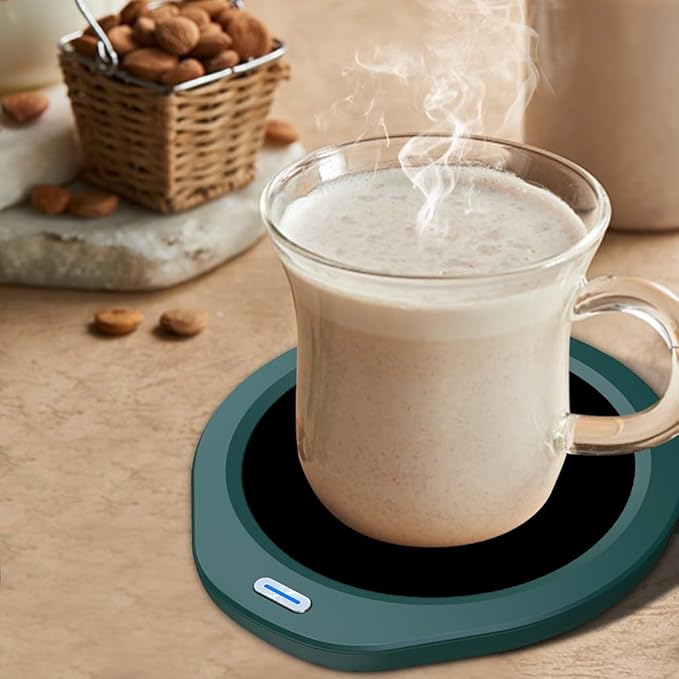 Coffee Mug Warmer - Coffee Cup Warmer for Desk Auto Shut Off, 110V 18W Smart Electric Candle Warmer Beverage Warmer for Coffee, Tea, Water, Milk, Constant 55℃ (Green)