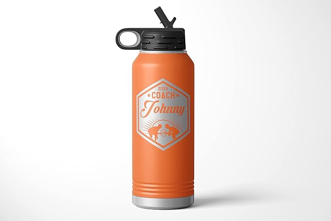 Wrestling Coach gifts, Tumbler, Coach tumbler, Wrestling gifts, Coach Beer glass, Coach gift, Coach gifts, Wrestling Coach (Wrestling Hexagon, Orange, 32oz Water Bottle)