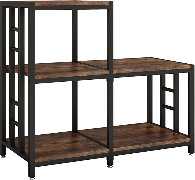 5-Tier Mini Fridge Stand, Bakers Rack with Storage,Multi-Purpose Microwave Stand,Mini Fridge Cabinet,Mini Fridge Shelf for Office,Kitchen,Living Room,Coffee Bar,Rustic Brown
