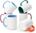 Ceramic 15oz White Sublimation Coffee Mug in White Box, 6 Assorted Colors Option #2 of Orange, Purple, Turquoise, Dark Blue, Dark Red, and Hunter Green, Case of 24