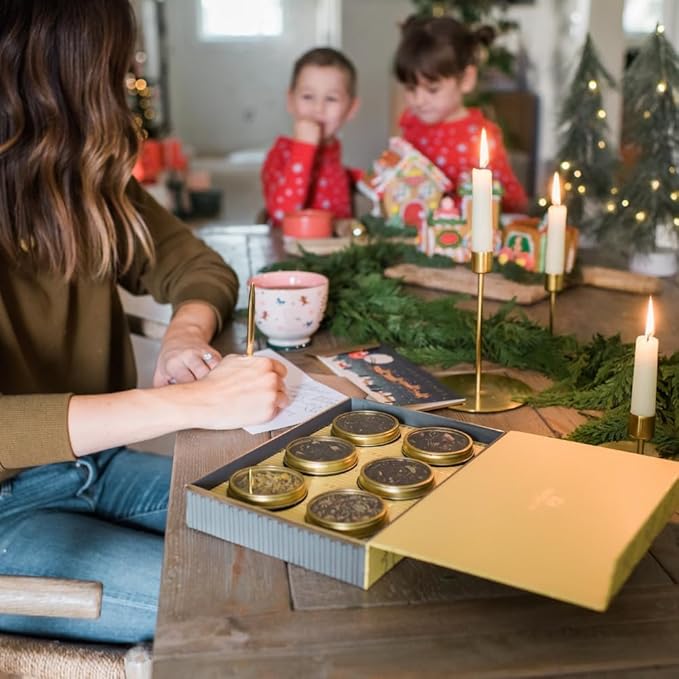 VAHDAM GLOW – Assorted Christmas Tea Gift Set for Women (6 Loose Leaf Teas) | Premium Tin Caddy Presentation Box | Gluten-Free, Non-GMO | Holiday Tea Gifts for Her