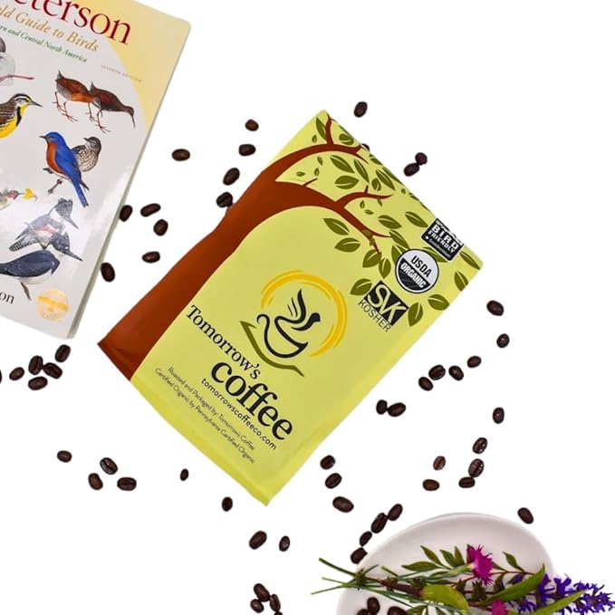 Tomorrow's Coffee Organic, Fair Trade, Shade Grown Whole Bean bird friendly coffee | Dark French Roast with chocolate flavor | Sustains Amazon Rainforest | 1 lb. omnidegradable bags (Ground)