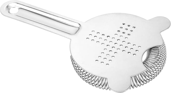 HOZEON 4 Pack 6.5 Inches Cocktail Strainer, Stainless Steel Bar Strainer Tool, 2 Prong Bartender Strainer for Bar Restaurant Home, Silver