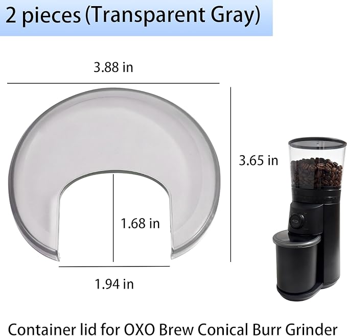 container lid for OXO Conical Burr Coffee Grinder,conical burr compatible with OXO coffee grinder,Sturdy, Wear-resistant (Transparent gray, 2)