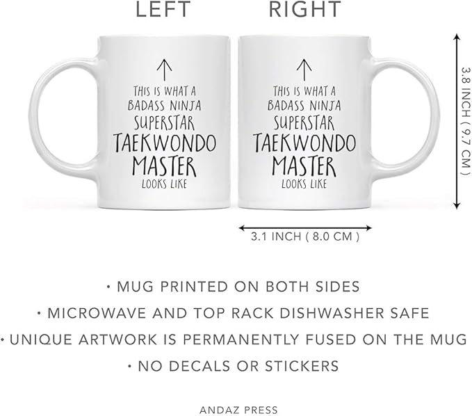 Andaz Press Funny 11oz. Ceramic Coffee Tea Mug Gift, This is What a Badass Ninja Superstar Taekwondo Master Looks Like, 1-Pack, Birthday Christmas Gift Ideas Coworker