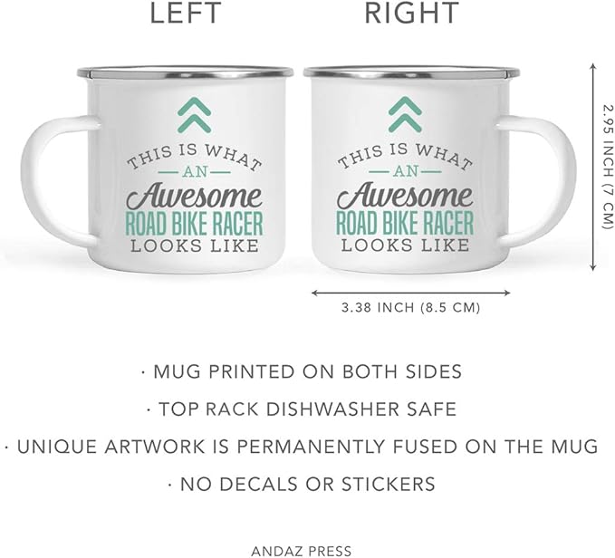 Andaz Press 11oz. Stainless Steel Campfire Coffee Mug, This Is What an Awesome Road Bike Racer Looks Like, 1-Pack, Birthday Gift Ideas for Coworker, Includes Gift Box