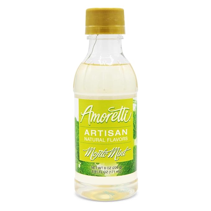 Amoretti - Natural Mojito Mint Artisan Flavor Paste, 8 oz, Perfect For Ice Cream, Beverages, Cakes, and more, Preservative Free, Vegan, Gluten Free, No Artificial Sweeteners, Highly Concentrated