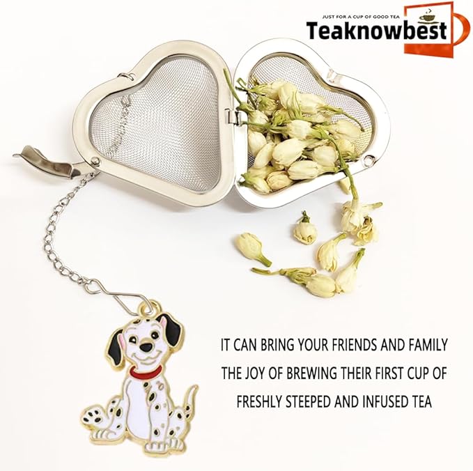 Dalmatian Dog Tea Infuser - Stainless Steel Loose Leaf Tea Ball with Chain, Fine Mesh Tea Strainer for Herbal/Green/Iced Tea, Gift for Tea Lovers (Dog, 2PCS)