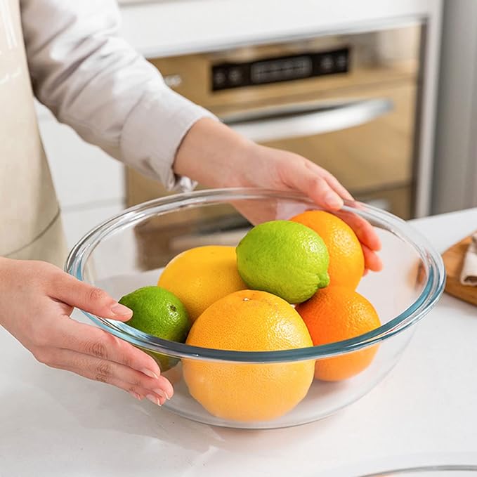 Glass Mixing Bowl Set with Airtight Lids for Kitchen Baking Prepping, Serving, Cooking 0.6QT, 1.1QT, 2.2QT, 4QT Salad Bowl Set with Lids, Dishwasher and Microwavable Safe