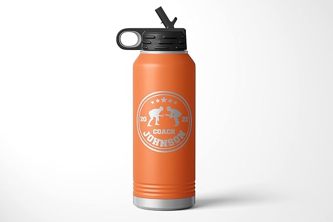 Wrestling Coach gifts, Tumbler, Coach tumbler, Wrestling gifts, Coach Beer glass, Coach gift, Coach gifts, Wrestling Coach (Wrestling Circle, Orange, 32oz Water Bottle)