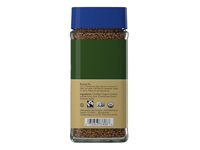Cafe Altura Decaf Freeze Dried Instant Organic Coffee, 3.53 oz Jar (Pack Of 6)