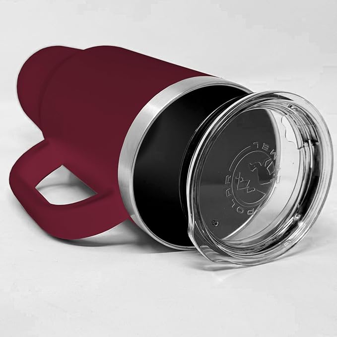 LaserGram 40oz Vacuum Insulated Travel Mug with Handle, Sushi, Personalized Engraving Included (Maroon)