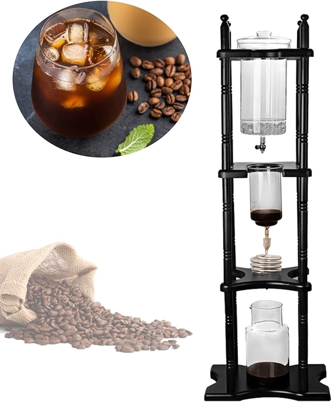 Large Capacity Cold Brew Tower Japanese Cold Brew Maker Glass Cold Brew Coffee Makers Drip Coled Coffee Tower Iced Tea Maker for Home Office Coffee Shop