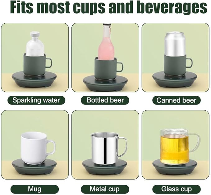 Coffee Mug Warmer, 2-in-1 Constant-Temperature Insulation & Cooling Coaster Quick Heating Cup Warmer for Office Travel Present