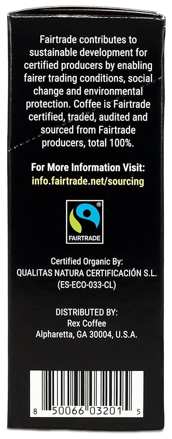 Rex Organic Fairtrade Freeze-Dried Instant Coffee Sticks, Medium Roast Arabica, 25 Single-Serve Packs, USDA Organic & Fairtrade Certified