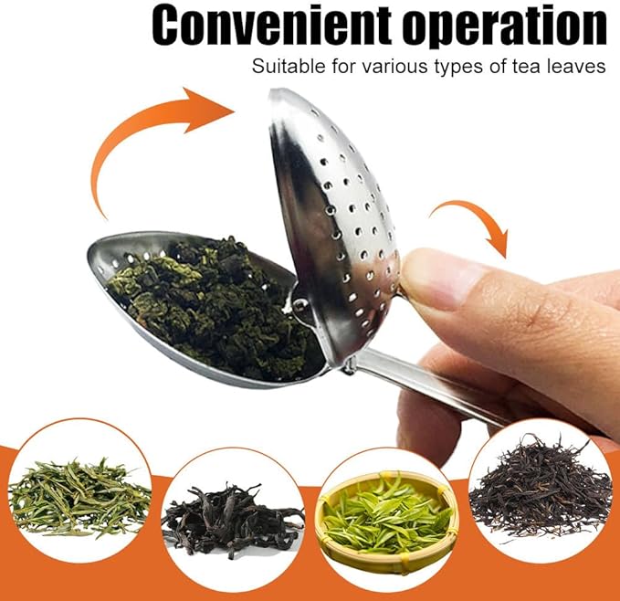 2PCS Tea Strainers, Stainless Steel Tea Diffuser Spoons with Long Handle for Loose Tea Leaf Coffee Herb