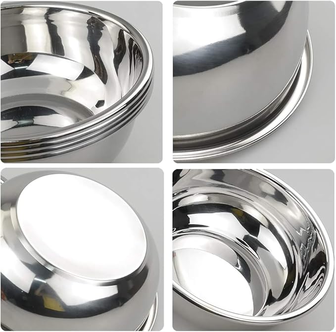 4 Packs Stainless Steel Mixing Bowls, Nesting Metal Bowls for Cooking and Serving (9.6"x3.5")