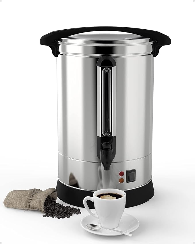 120 Cup Coffee Urn, 18L/4.8Gal Large Capacity Stainless Steel Electric Coffee Percolator, Fast Brew Hot Beverage Dispenser with Auto Keep-Warm, for Party Buffet Catering