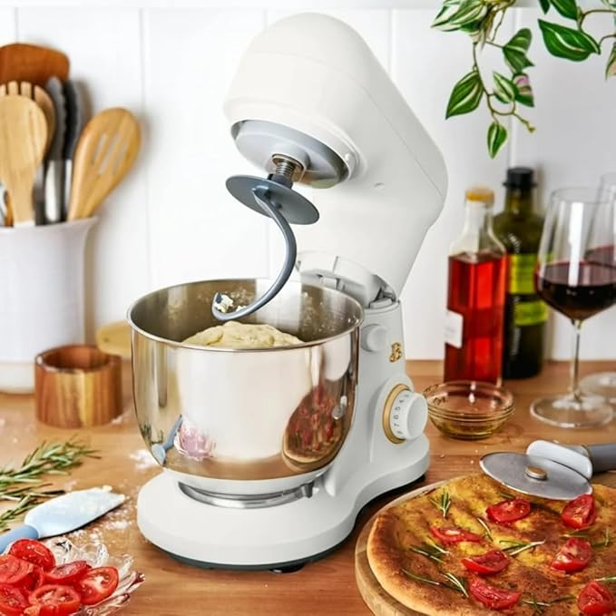 Beautiful 3.5QT 300W Stand Mixer with 12 Speeds, Tilt-Head, Splash Guard & Dishwasher-Safe Accessories, Soft Matte Finish Mixes Up to 5 Dozen Cookies, White Icing