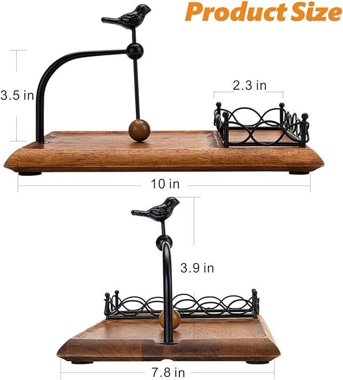 Elegant Flat Wooden Napkin Holder, Multifunctional Farmhouse Black Napkin Holder for Table, Kitchen, Outdoor Use, Includes Space for Salt and Pepper Shakers(Seasoning Jar Not Included)