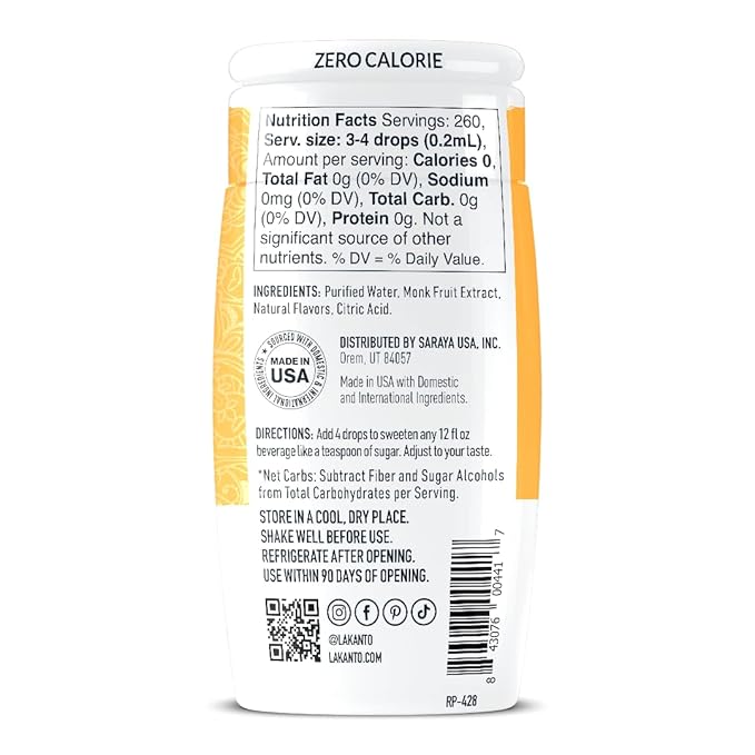 Lakanto Liquid Monk Fruit Extract Drops, Caramel - Erythritol Free Sugar Substitute Sweetener For Tea, Coffee, Smoothies, Yogurt, Cereal, Cocktails, Sugar Free, Vegan, Keto, Zero Sugar (1.76 Fl Oz)