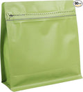 60 Pack High Barrier Stand-Up Coffee Bean Bags with Vented Valve Matte Metallic Heat-Sealable & Resealable Solid Color Pouches (Square,6.1 * 6.5 inch,1/2 lb,Avocado Green)