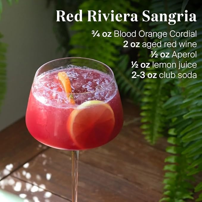 Liber & Co. Blood Orange Cordial - Craft Cocktail Mixer Made with California Moro Blood Oranges & Cold-Pressed Essential Oil - Perfect for Margaritas, Spritzes & Mocktails - Makes 50 Drinks (25.4 oz)