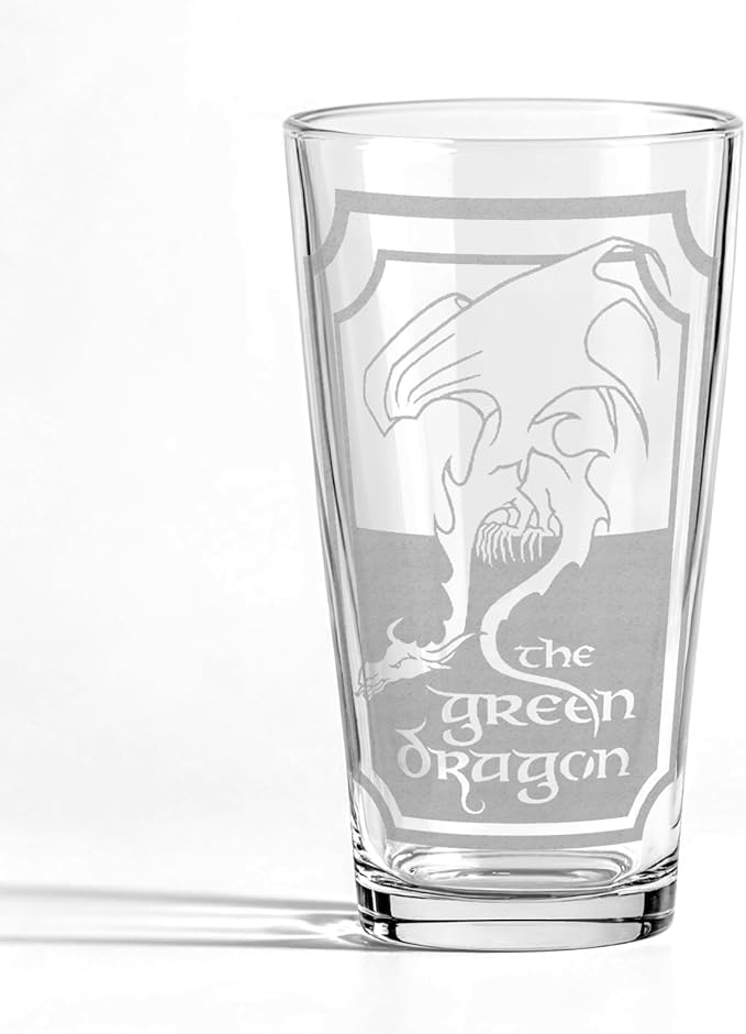 THE GREEN DRAGON Engraved 16oz Pint Glass | Inspired by Tolkien Power Ring and Middle Earth Fellowship Tavern | Prancing Pony | Unique Elvish Fantasy Wizard Fantasy Decor!