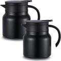 2 Pcs Thermal Coffee Carafe for Keeping Hot/Cold Stainless Steel Small Coffee Creamer Container Double Wall Vacuum Insulated Tea pot Beverage Dispenser for Milk Hot Chocolates(Black,27 oz)
