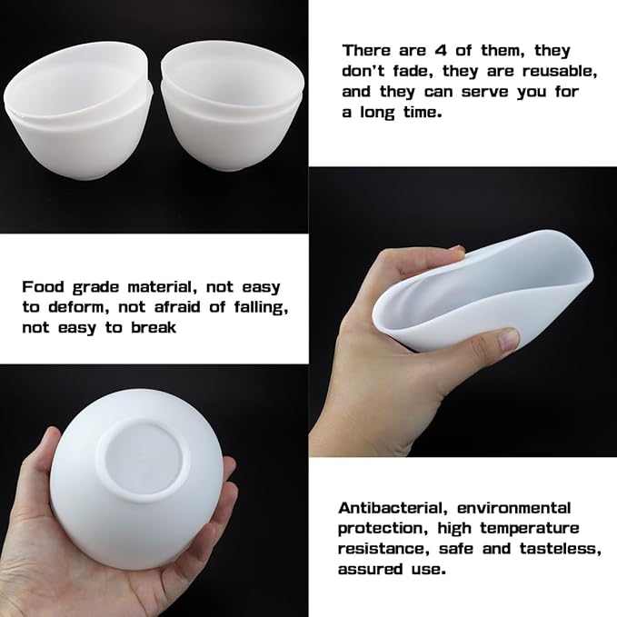 4 Inch Diy Silicone Facial Mask Mixing Bowl, 4 PCS Home Use Microwavable Silicone Facial Mud Bowl for Facial Mask, Mud Mask and Other Skincare Products, Cosmetic Beauty Tool for Home Salon,White