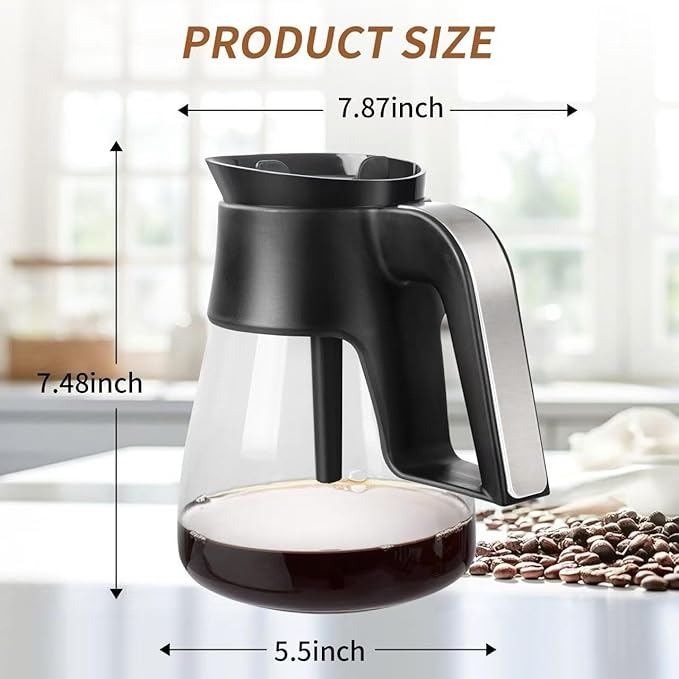 10 Cup Coffee Pot Replacement for Ninja Specialty Coffee Maker, Glass Coffee Carafe Compatible with Ninja CM401 CM371 CP300 CP301 CM300 CM400 CF091 ect.