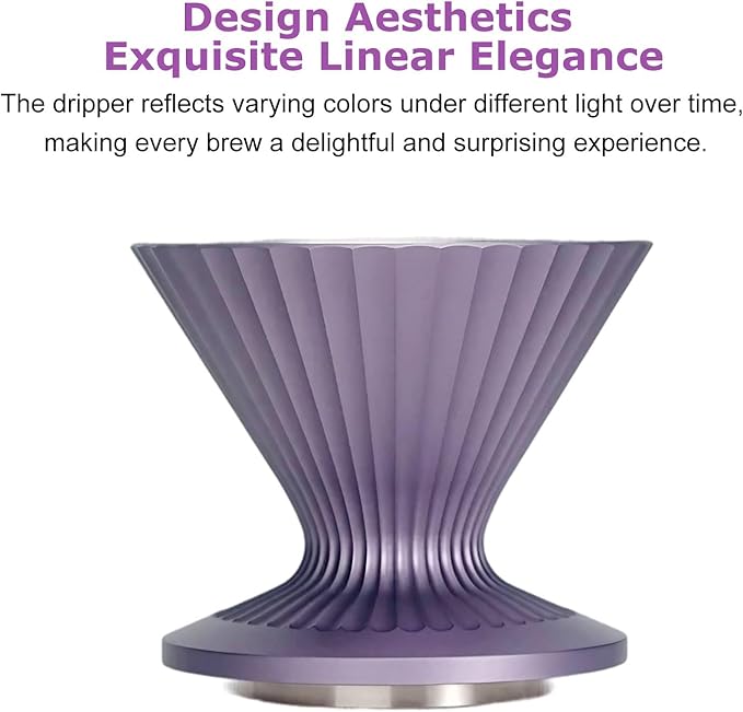 Pour Over Coffee Dripper Drip Coffee Pour Over Maker Resuable Blossom Cone Funnel Stainless Steel Metal Coffee Filter for Travel, Camping, Office, Home, Coffee Maker Brew (Dreamlike Lavender)