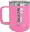 LaserGram 15oz Vacuum Insulated Coffee Mug, Tiki Statue, Personalized Engraving Included (Pink)
