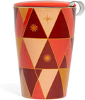 Tea Forte Double-Walled Ceramic Kati Cup, Removable Stainless Steel Infuser Basket and Lid, Steeps 12 oz Loose Leaf Tea, Dishwasher & Microwave Safe, Warming Joy