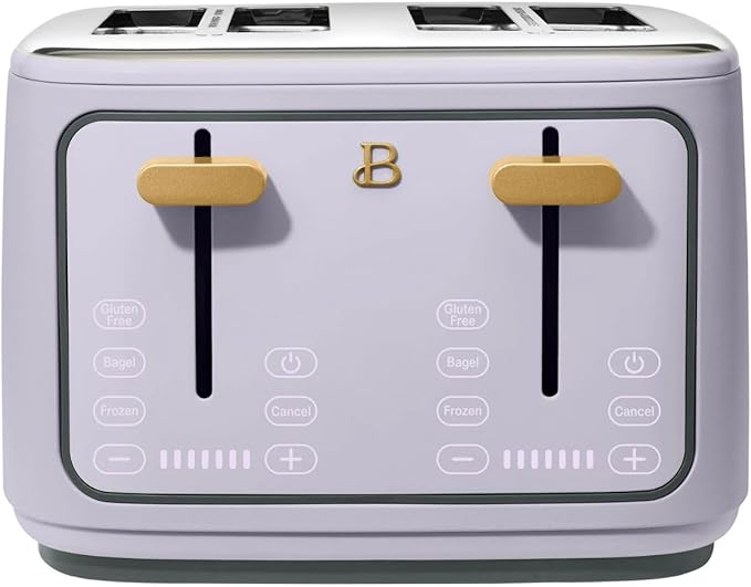Beautiful 4 Slices Toaster - 7 Shade Settings, Touch Display, Extra-Wide Slots for Bagels, Gluten-Free & Frozen Presets, LED Countdown, Removable Crumb Tray, 1800-watt toasting (Lavender)