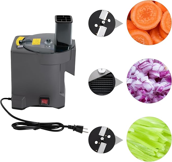 3 in 1 Electric Vegetable Dicer Slicer, 2.5mm Automatic Veggie Fruit Cutting Dicing Machine Multifunctional Vegetable Chopper with 3 Stainless Steel Blades for Commercial & Home Use
