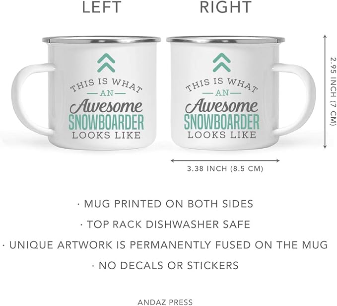 Andaz Press 11oz. Stainless Steel Campfire Coffee Mug, This is What an Awesome Snowboarder Looks Like, 1-Pack, Birthday Gift Ideas for Coworker Him Her, Includes Gift Box