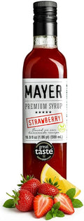 Mayer Premium Hungarian Strawberry Syrup - Award-Winning Artisanal Fruit Syrup, All-Natural, Crafted with 100% Real Fruits, Vegan, Gluten-Free – Perfect Coffee Syrup, Cocktails & Dessert Topping (1 Pack)