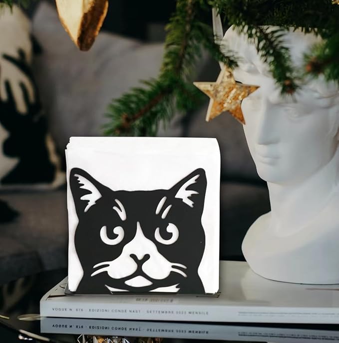 Napkin Holder for Table, Metal Napkin Holders for Kitchen Dining Farmhouse Cocktail Picnic Bar Rustic, Modern Napkins Holder for All Dining Room Decors (Cat), Christmas Decoration Gifts
