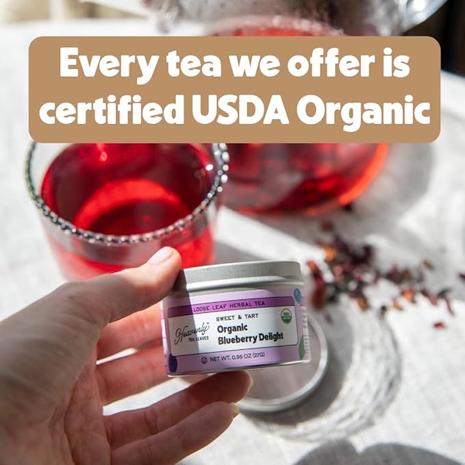 Heavenly Tea Leaves Organic Herbal Loose Leaf Tea Sampler Gift Set (Approx. 90 Cups) | 9 Naturally Caffeine-Free Tisanes | Great Hot or Iced | Assorted Variety Pack | Health & Immune Support