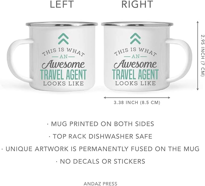 Andaz Press 11oz. Stainless Steel Campfire Coffee Mug Gift, Awesome Travel Agent Mug, 1-Pack, Birthday & Christmas Ideas