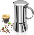 Uncoated 2 Cup Moka Pot 304 Thickened Stainless Steel Coffee Maker Stovetop Espresso Coffeemaker Italian Classic Style Brewing Greca Cafe Mocha Machine for Cafeteras Camping Travel Home 100ml 3.3oz
