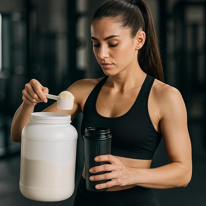 1 Gallon Protein Powder Container with Airtight Lid - Plastic Large Wide Mouth Jar - Pack of 2 - Made in USA