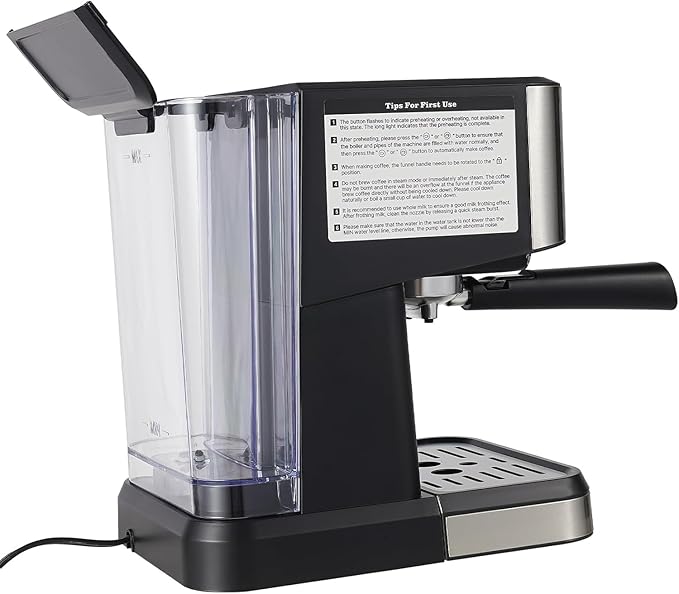 1050W Coffee Machine, Small Drip Coffee Machine with Steam Nozzle, 15-20Bar Semi-automatic Coffee Machine with 50.73oz Water Tank, 30-45 Seconds Fast Heating