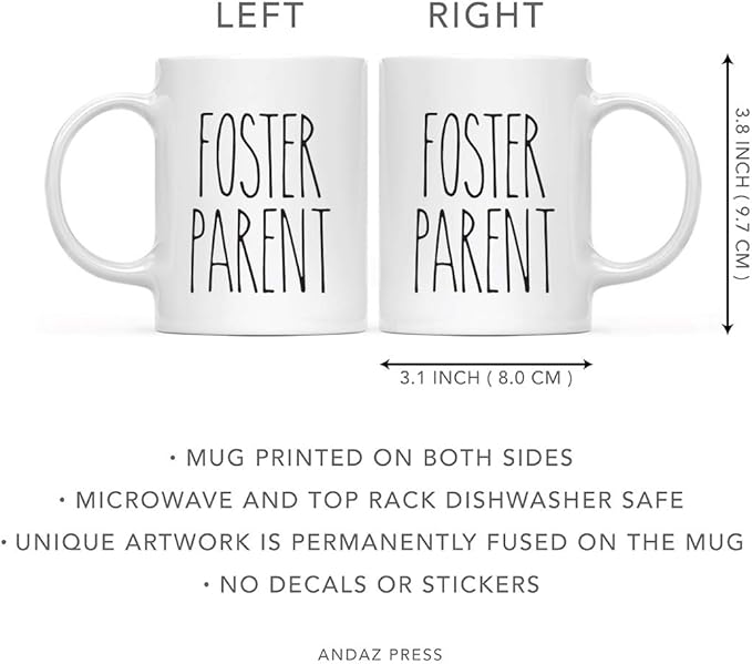 Andaz Press Simple Rustic Farmhouse Kitchen Decor 11oz. Ceramic Coffee Tea Mug Gift, Foster Parent, 1-Pack, Birthday Christmas Gift Ideas for Family, Friends
