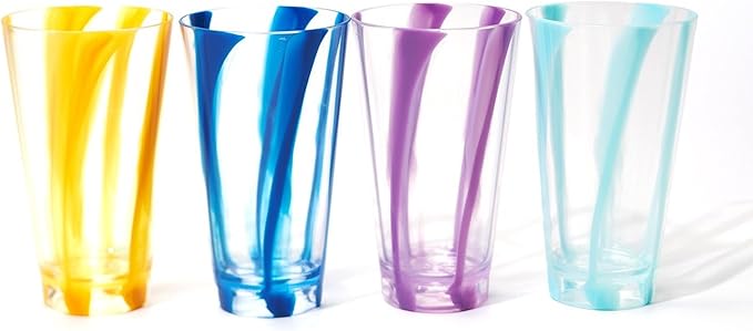 22 oz Plastic Drinking Glasses, Parties Tall Tumblers, Premium Quality Durable BPA-Free Water Tumblers, Dishwasher-Safe, Stackable Cups (Set of 8, Gift Box)