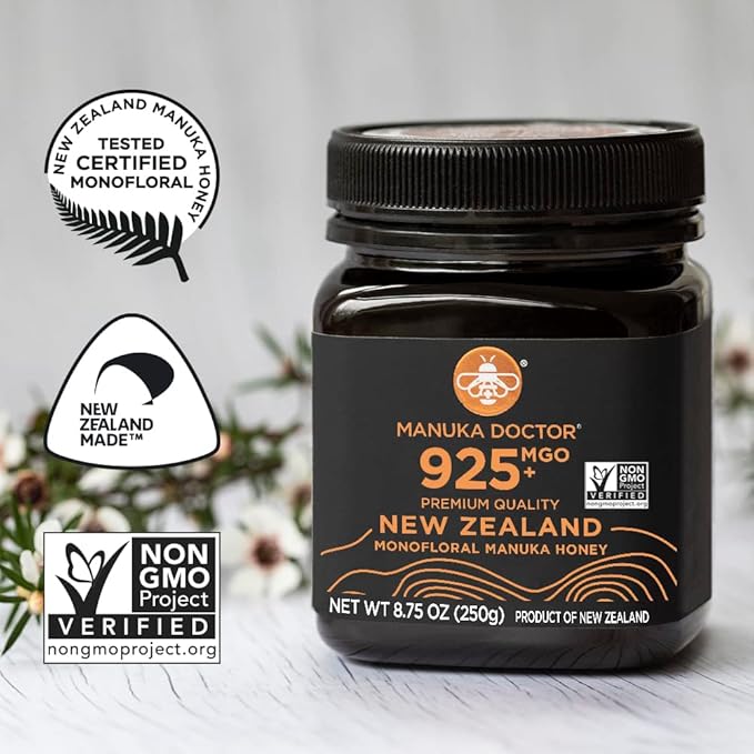 Manuka Doctor - MGO 925+ Manuka Honey Monofloral, 100% Pure New Zealand Honey. Certified. Guaranteed. Raw. Non-GMO (8.75 oz)