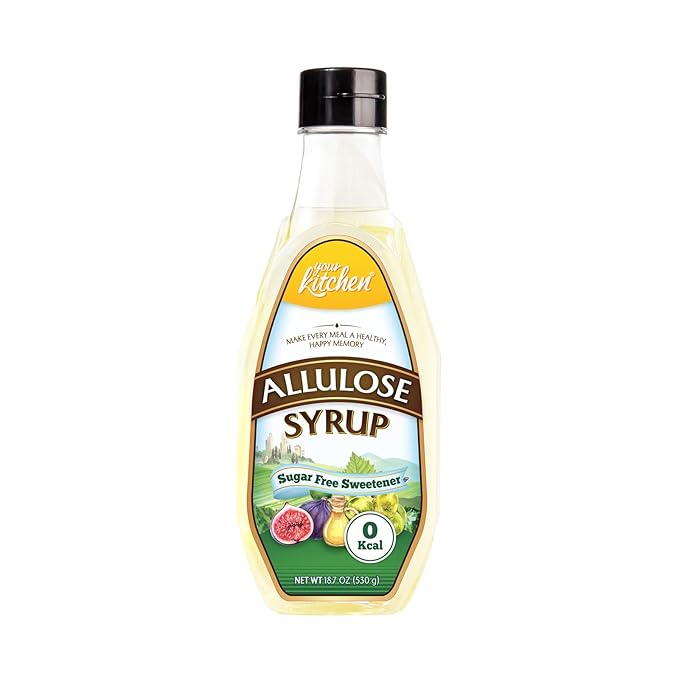 Your Kitchen Allulose Syrup 18.7 Fl Oz, Zero Calorie Sweetener, Keto Diet, Vegan Friendly Allulose Sweetener, Non GMO, Non Erythritol, Zero Net Carbs Liquid Sweetener for Baking, Drinks