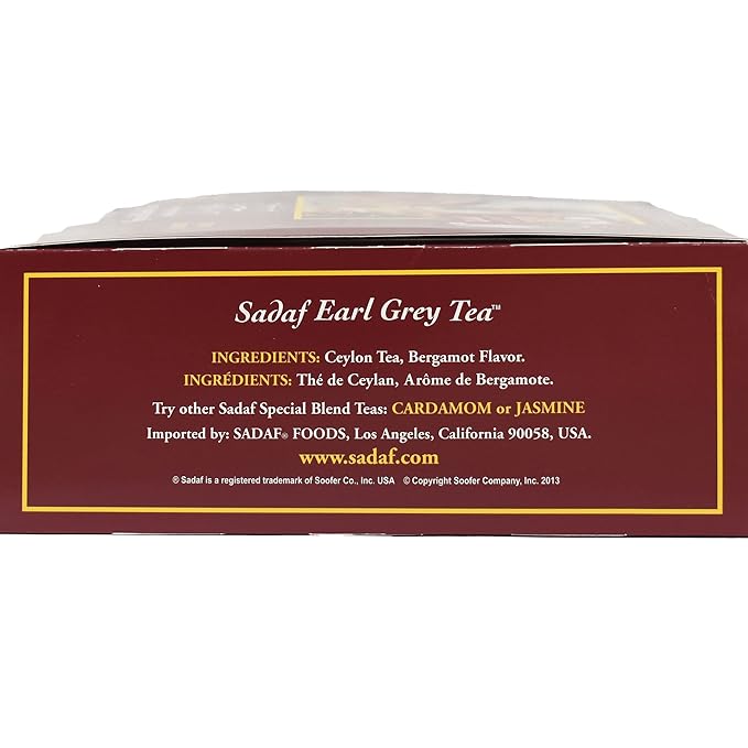 Sadaf Earl Grey Tea Loose Leaf Box 16 oz - Special Blend Earl Grey Ceylon Black Tea - Product harvested in Sri Lanka