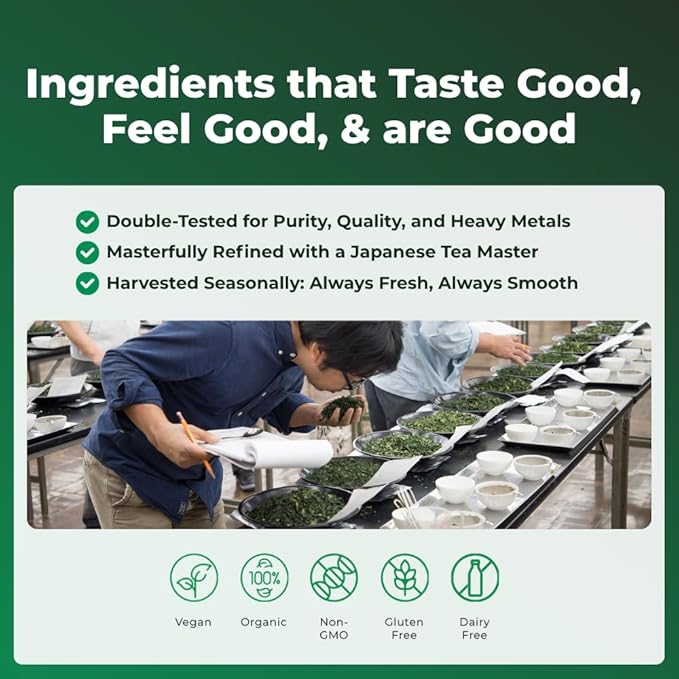 Tenzo Single Serve Matcha Green Tea Powder - Matcha Powder Single Serve Sticks - Organic Matcha Green - Ceremonial Grade Sweet Blend Matcha (10 Count)